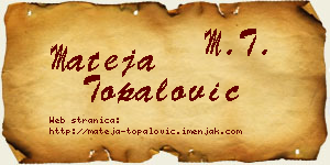 Mateja Topalović vizit kartica